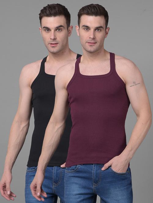 men pack of 2 solid vest - 21594629 - Standard Image - 0