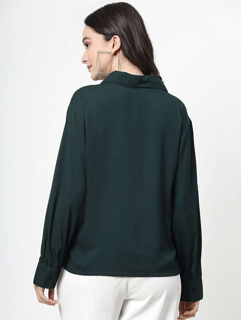 women green solid with work regular shirt - 21594736 - Standard Image - 3