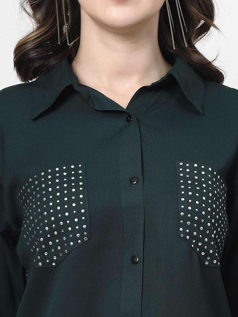 women green solid with work regular shirt - 21594736 - Standard Image - 5