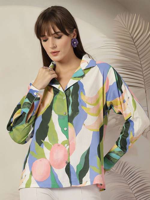 women collared printed regular shirt - 21594802 - Standard Image - 0