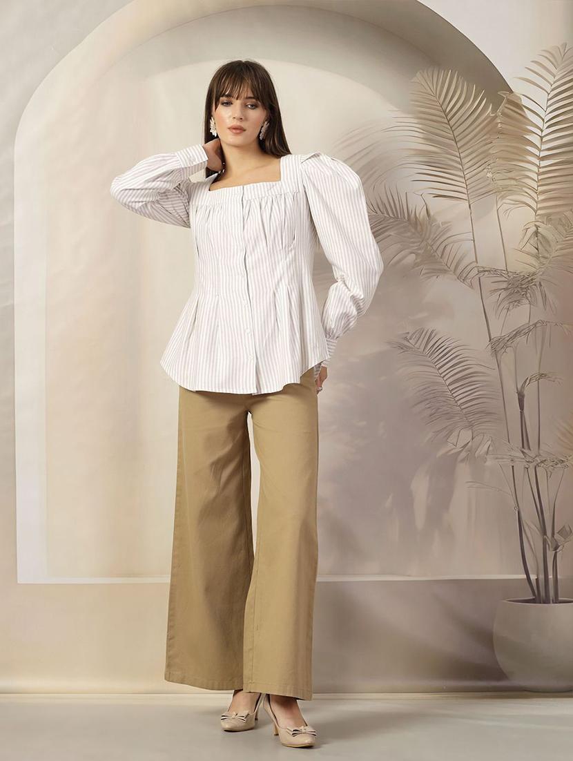 women white stripes regular shirt - 21594837 - Standard Image - 3