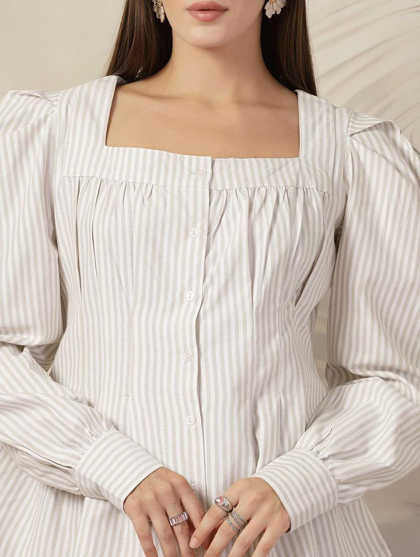 women white stripes regular shirt - 21594837 - Standard Image - 5