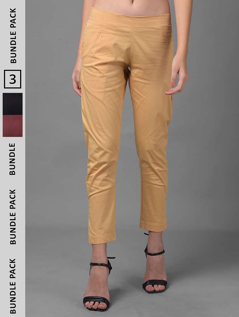 women pack of 3 solid ankle length jeggings