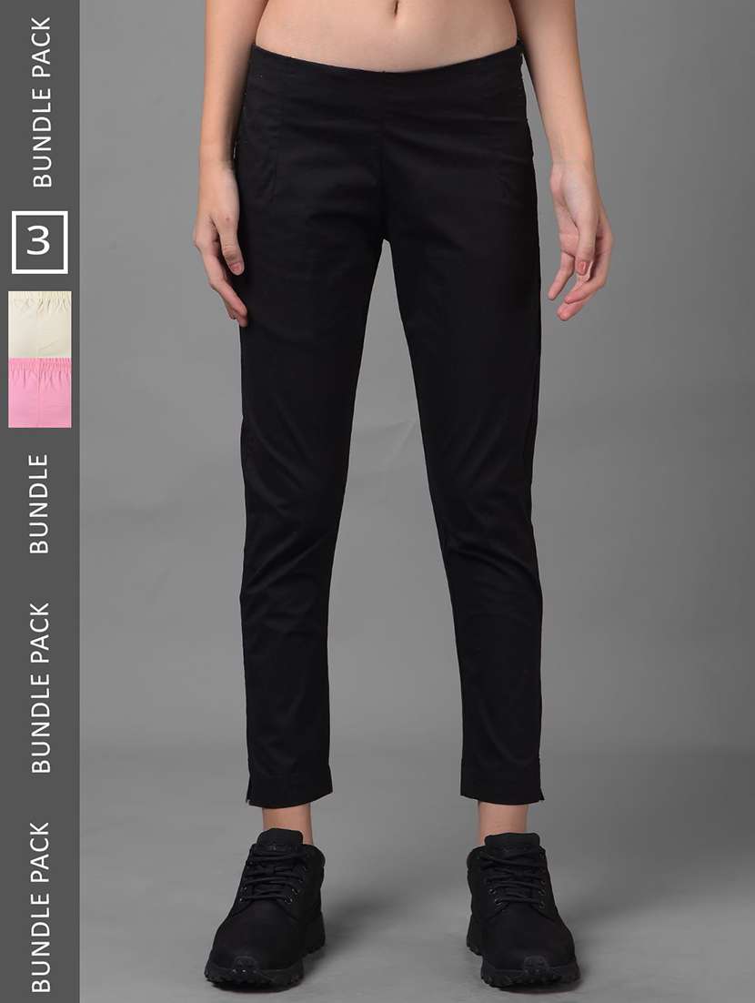 women pack of 3 solid ankle length jeggings