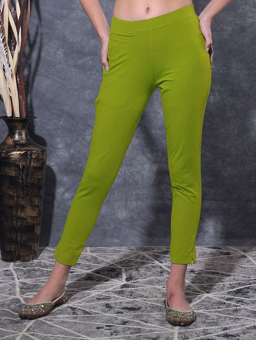 women solid ankle length jegging