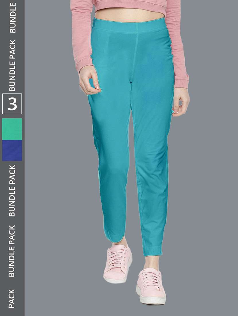 women pack of 3 solid ankle length jeggings