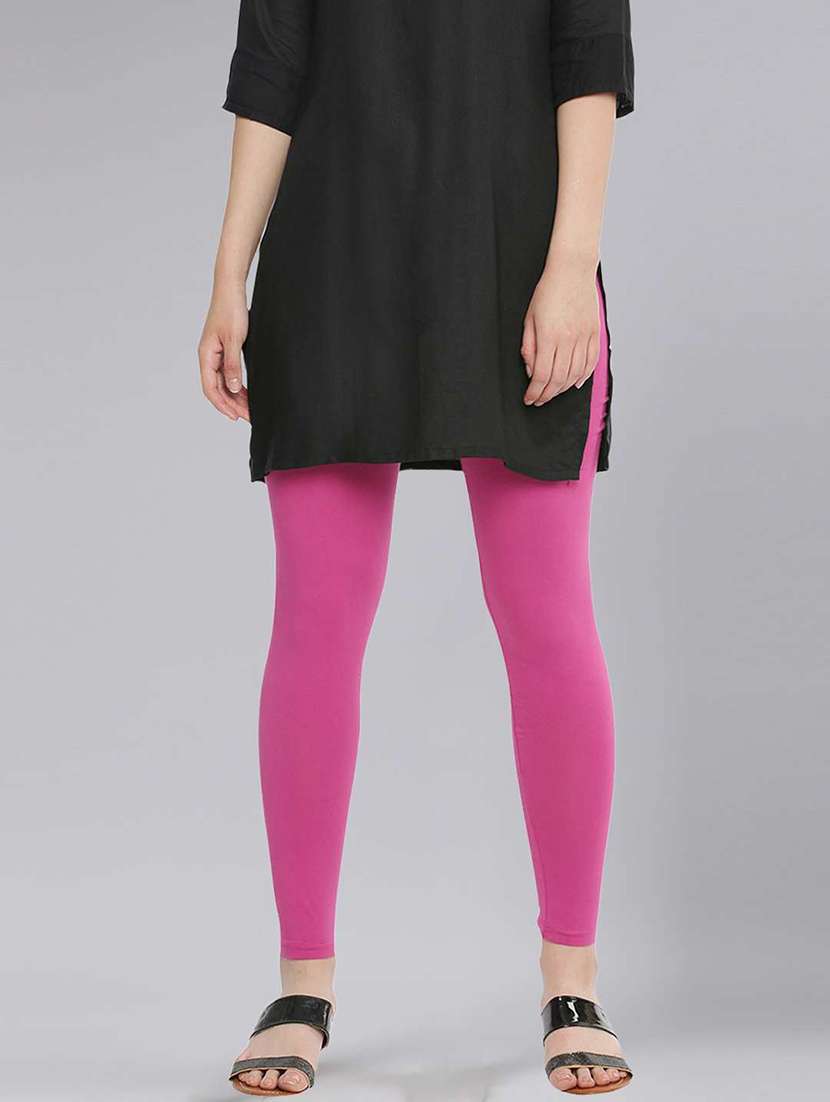 women solid ankle length legging