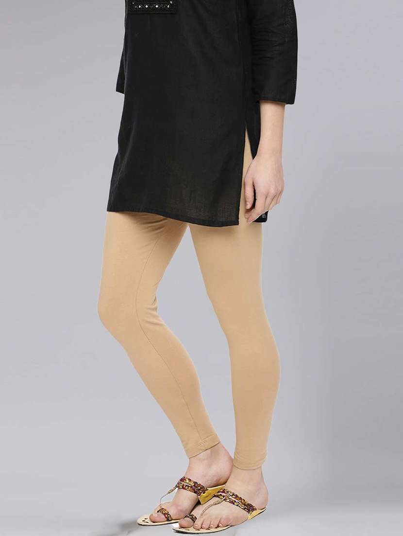 women solid ankle length legging