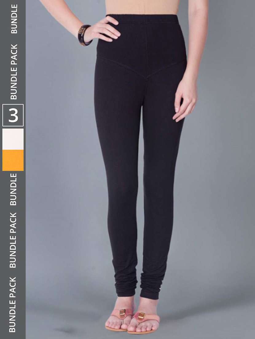 women pack of 3 solid full length legging