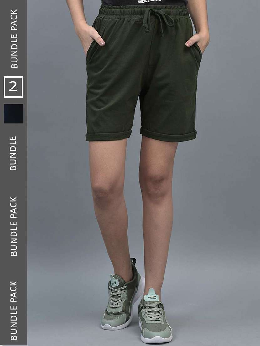 women solid regular fit loungewear shorts