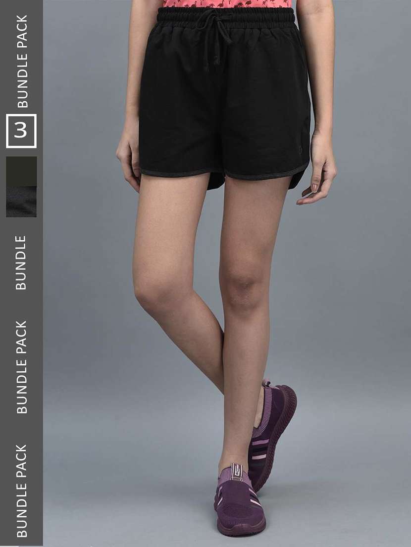 women solid regular fit loungewear shorts combo