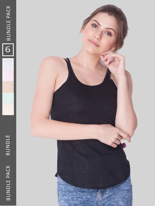 women plain cotton camisole combo - 21595665 - Standard Image - 0