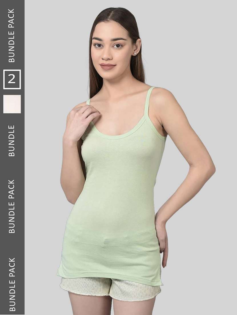 women pack of 2 solid cotton camisole