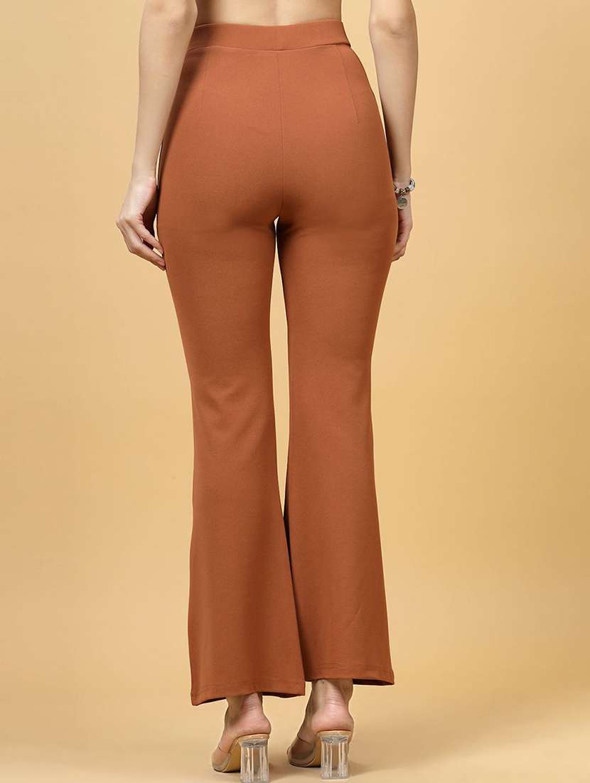 women mid-rise solid bootcut trouser - 21595921 -  Standard Image - 3