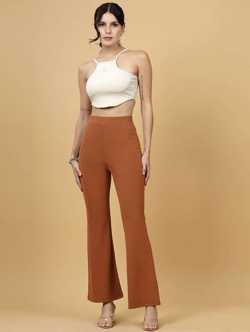 women mid-rise solid bootcut trouser - 21595921 -  Standard Image - 5