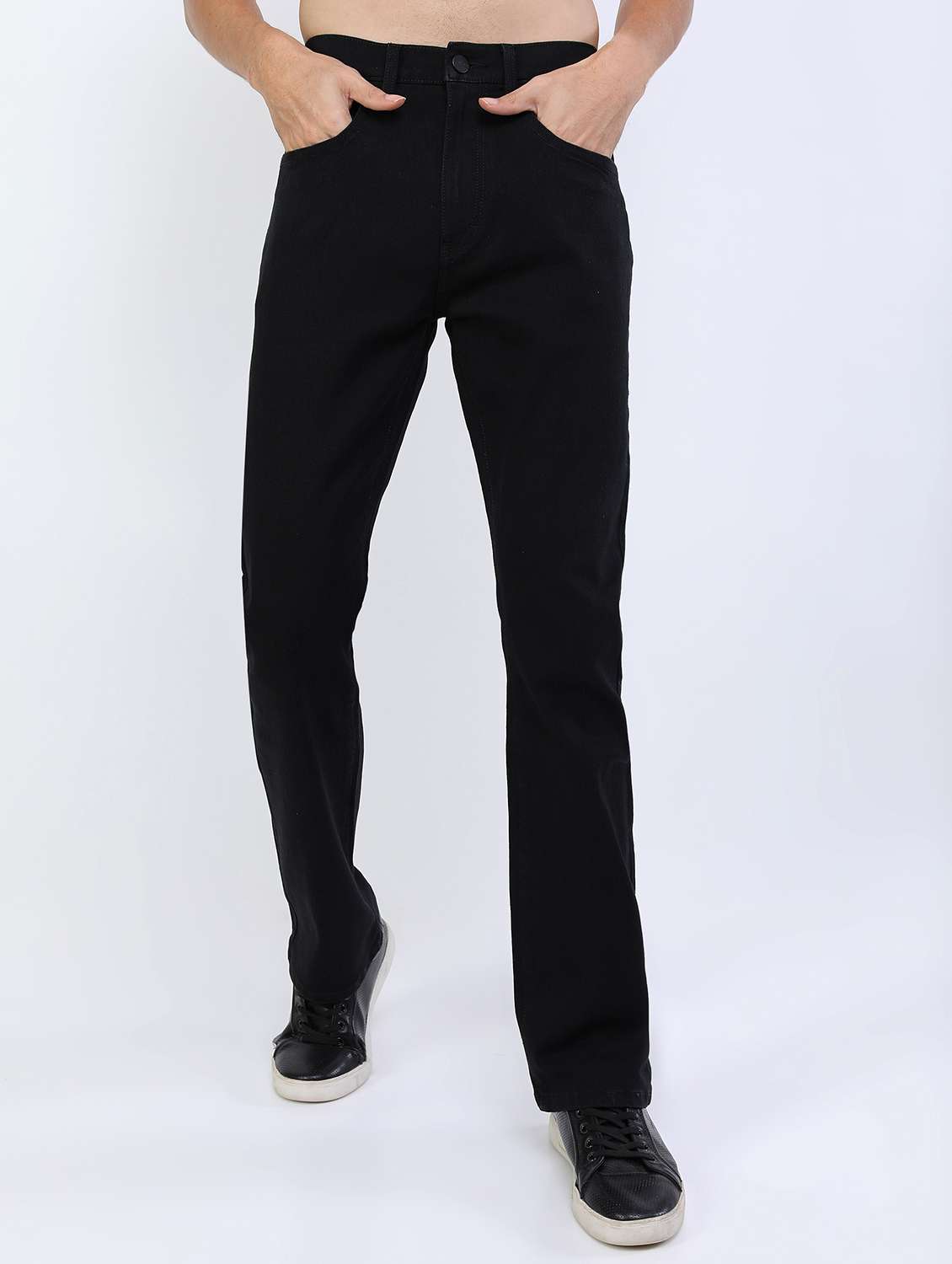 men mid rise plain jeans