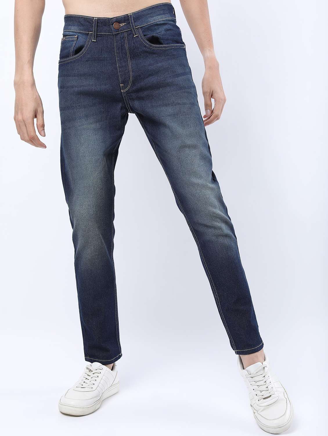 men mid rise plain jeans