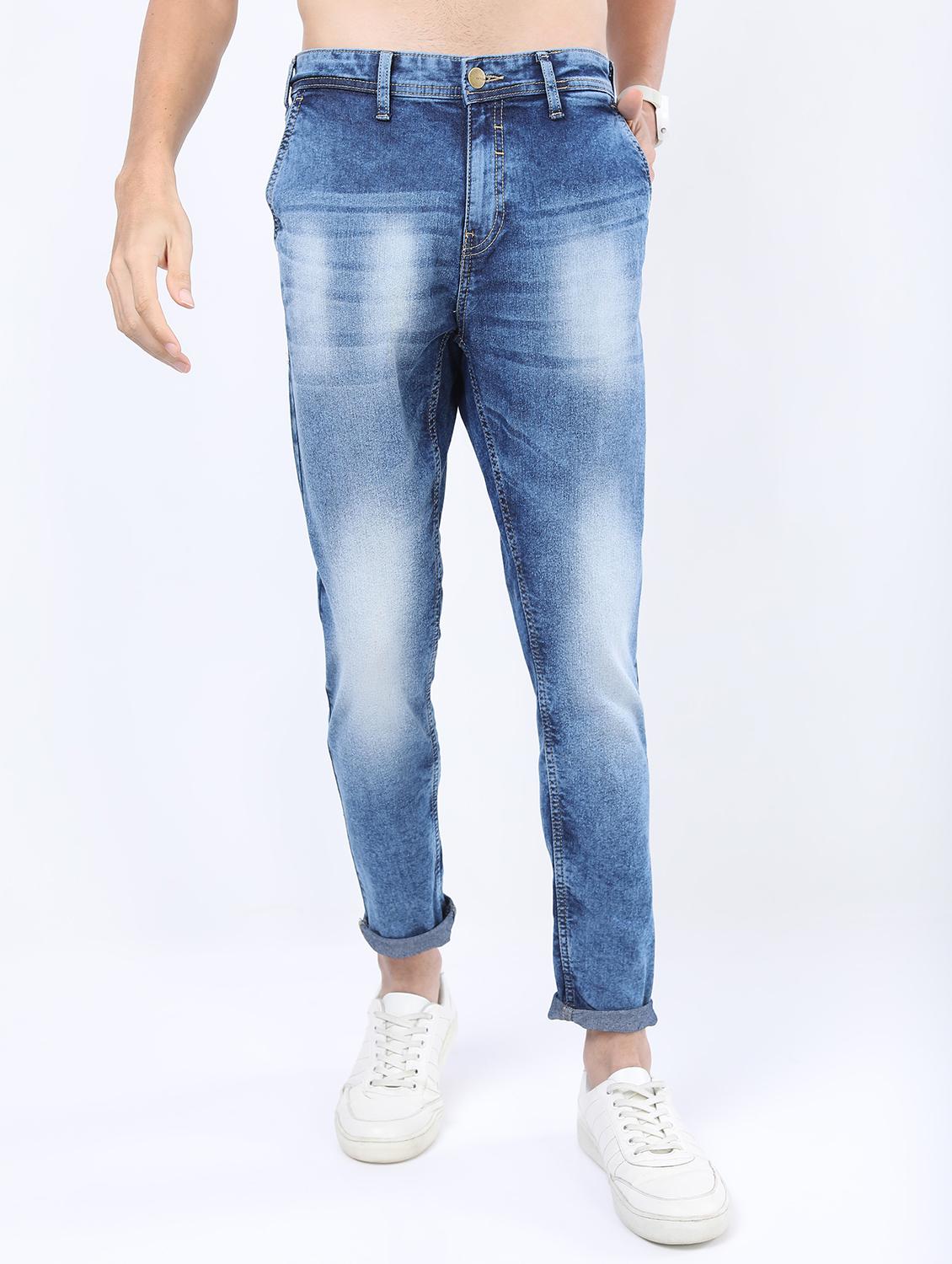 men mid rise plain jeans
