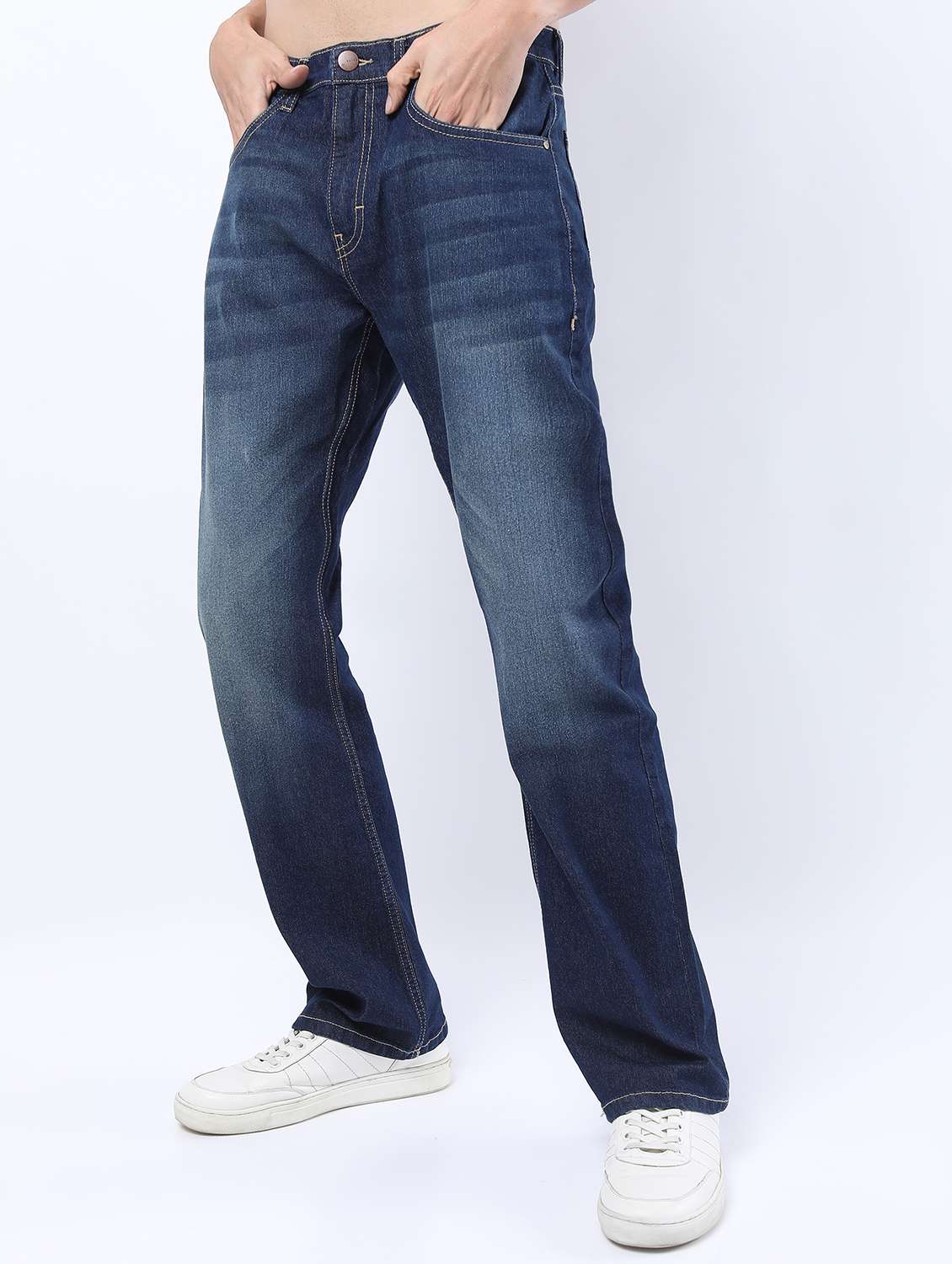 men mid rise plain jeans