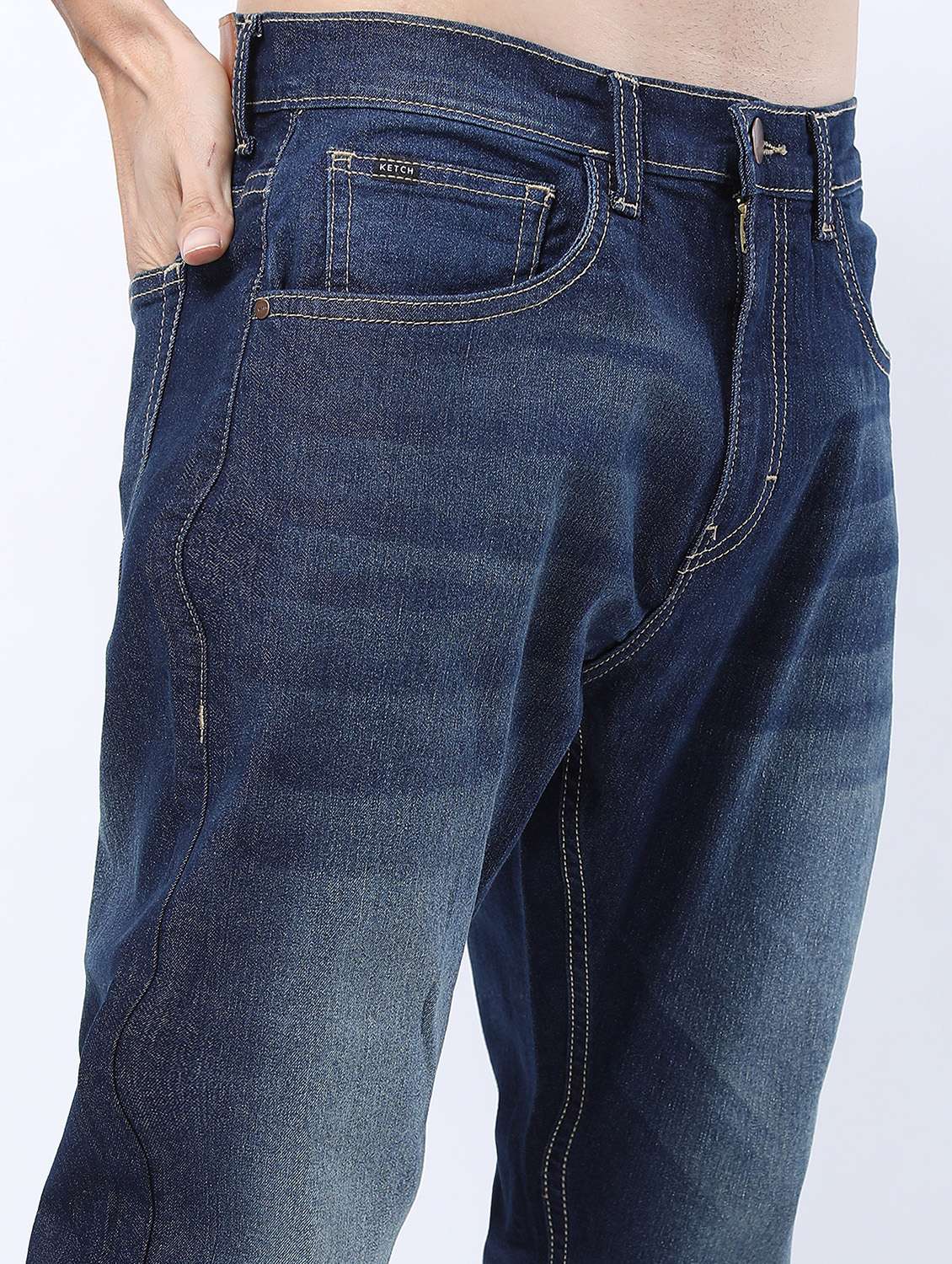 men mid rise plain jeans - 21596064 - Standard Image - 5