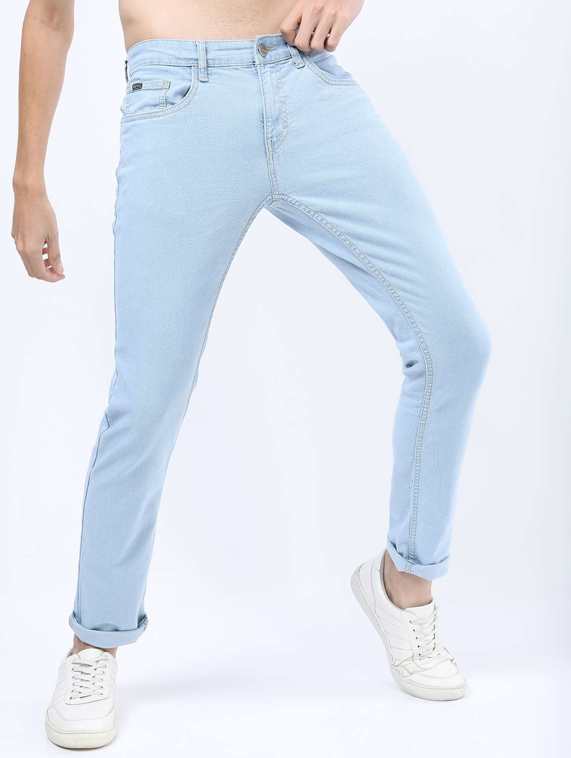 men mid rise plain jeans