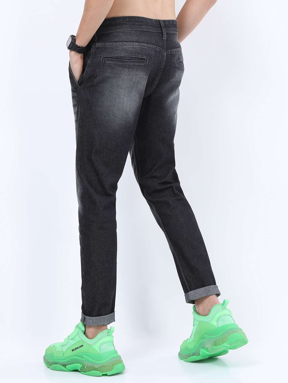 men mid rise plain jeans - 21596091 -  Standard Image - 3