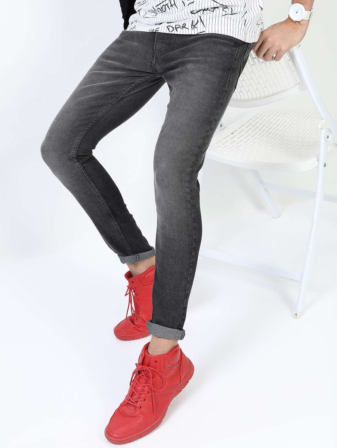 men mid rise plain jeans - 21596112 - Standard Image - 3