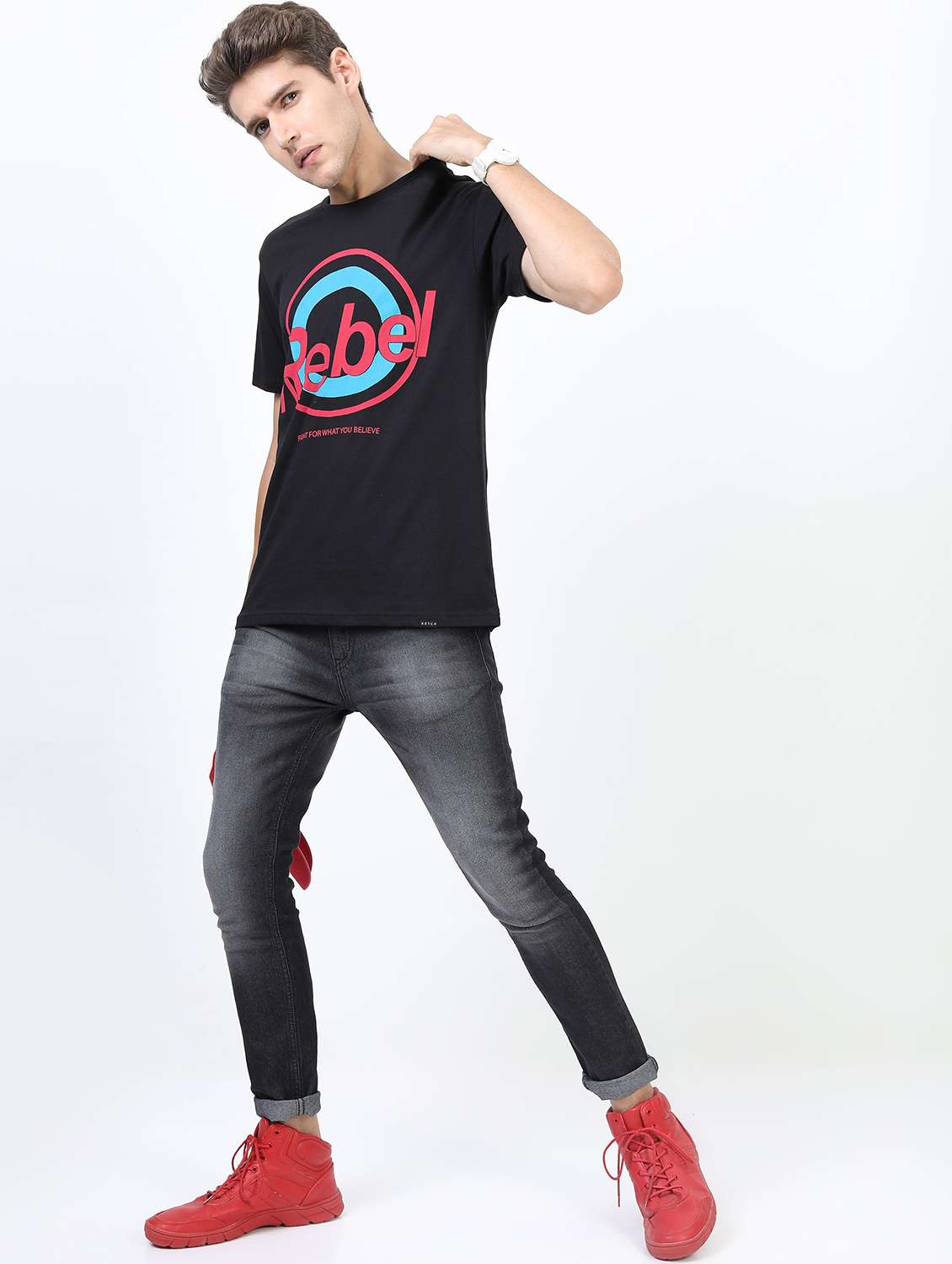 men mid rise plain jeans - 21596121 -  Standard Image - 3