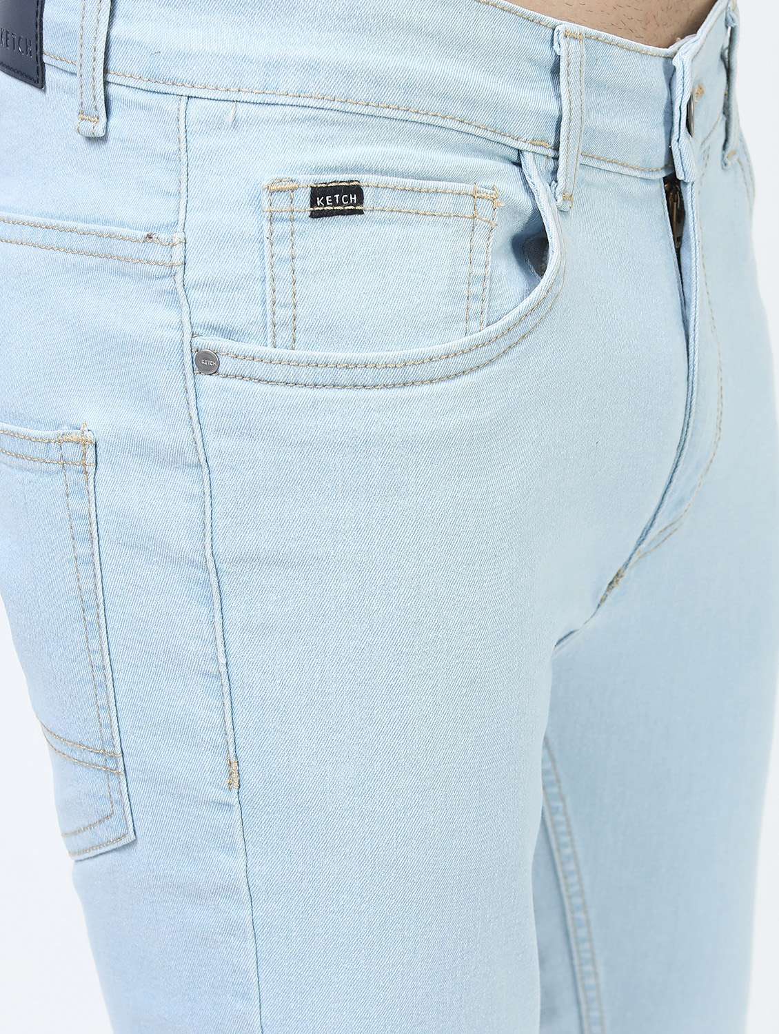 men plain slim fit mid rise jeans - 21596130 - Standard Image - 5