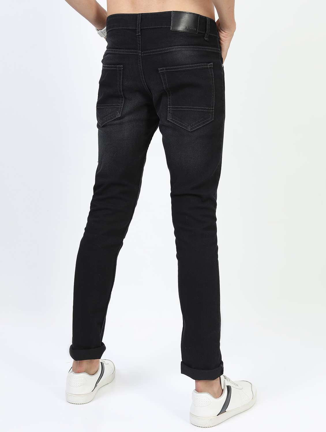 men plain slim fit mid rise jeans - 21596138 - Standard Image - 3
