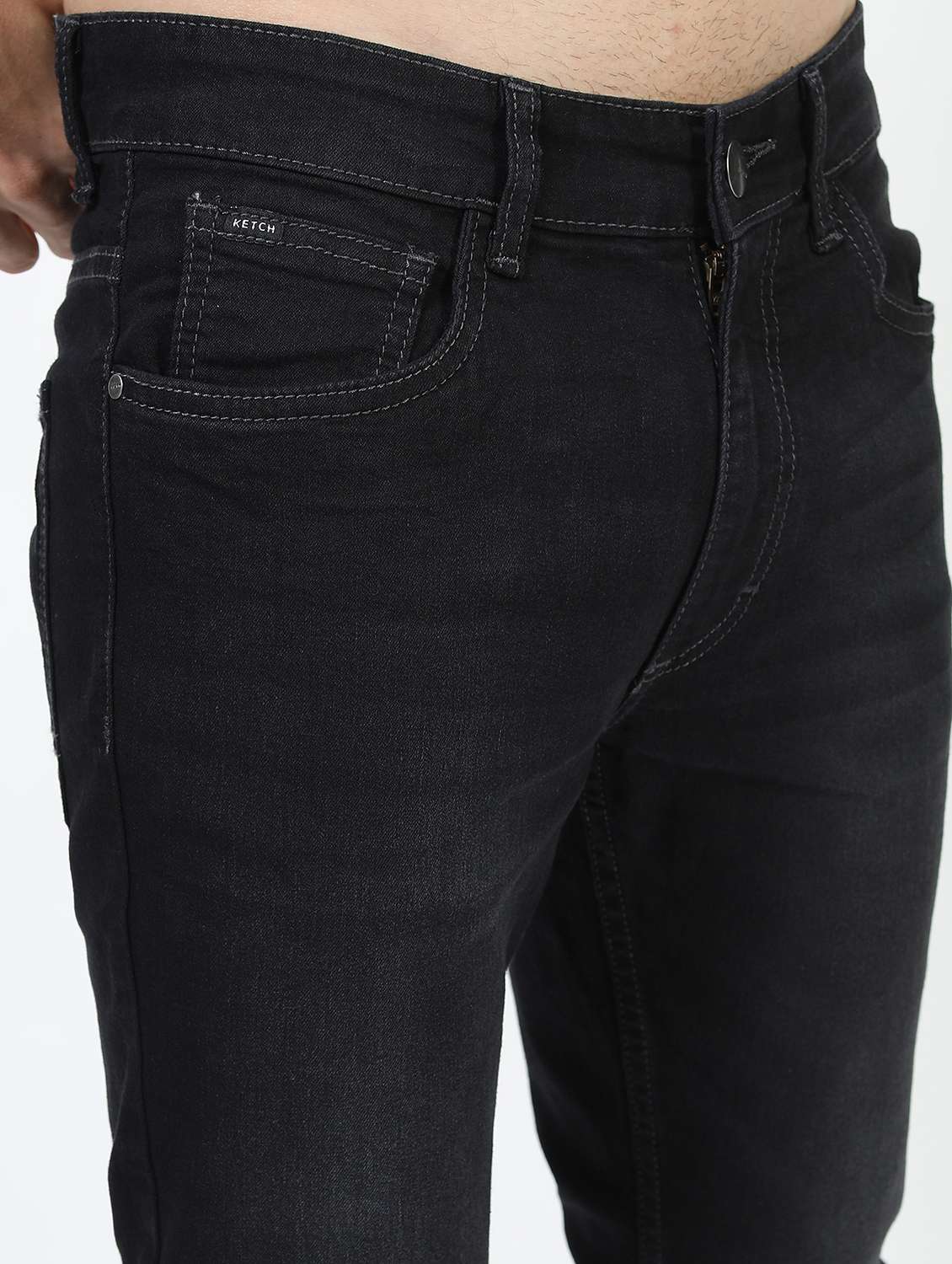 men plain slim fit mid rise jeans - 21596138 - Standard Image - 5