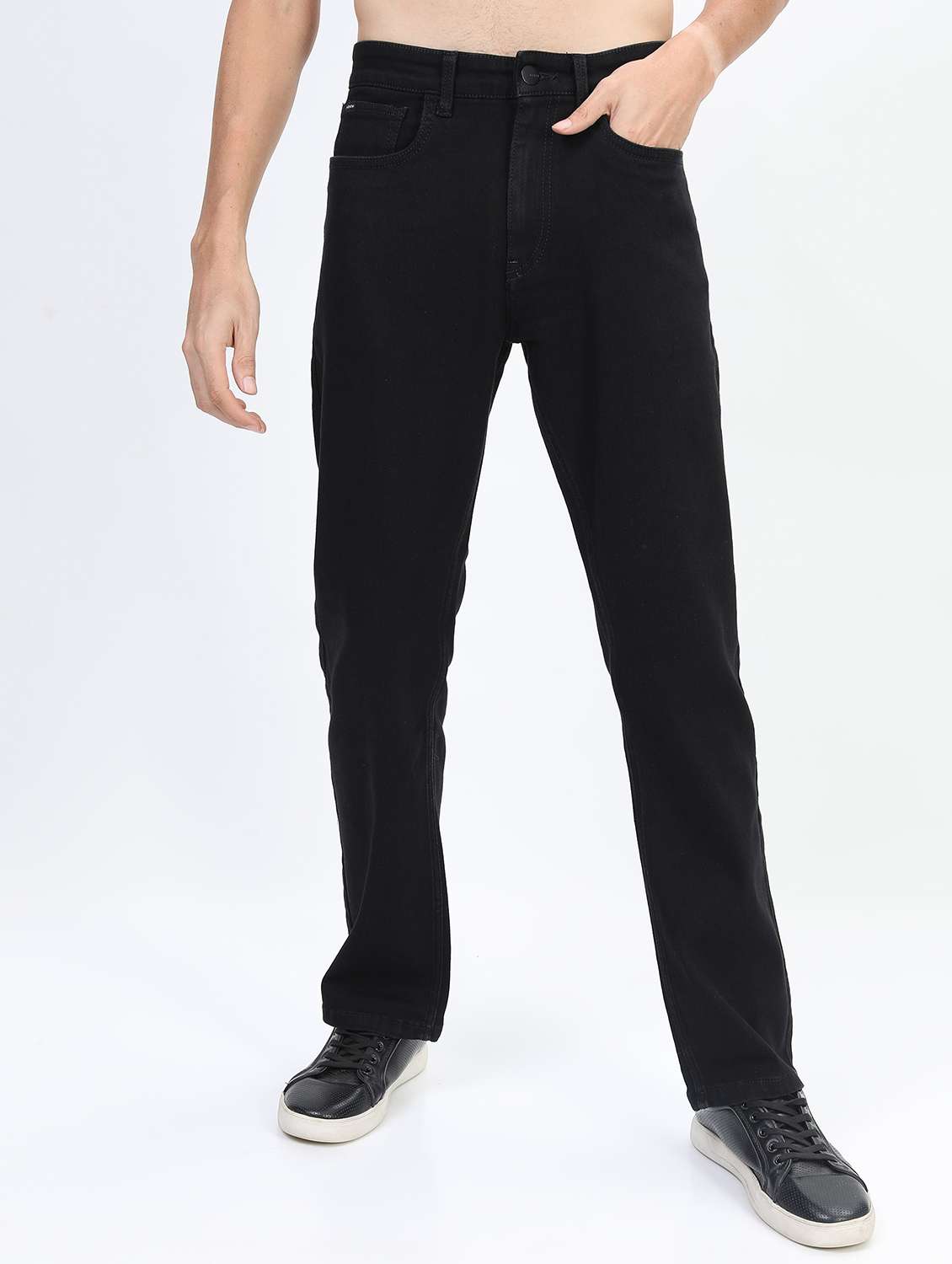 men plain straight fit mid rise jeans