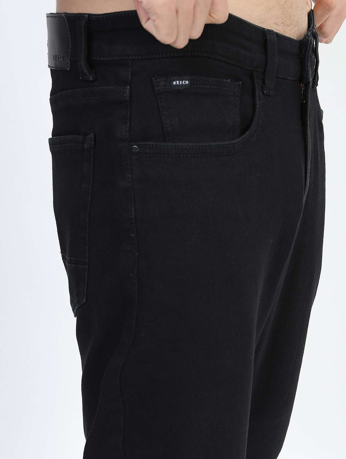 men plain straight fit mid rise jeans - 21596143 -  Standard Image - 5