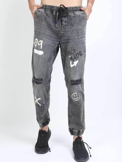 men printed slash knee jogger - 21596151 - Standard Image - 0