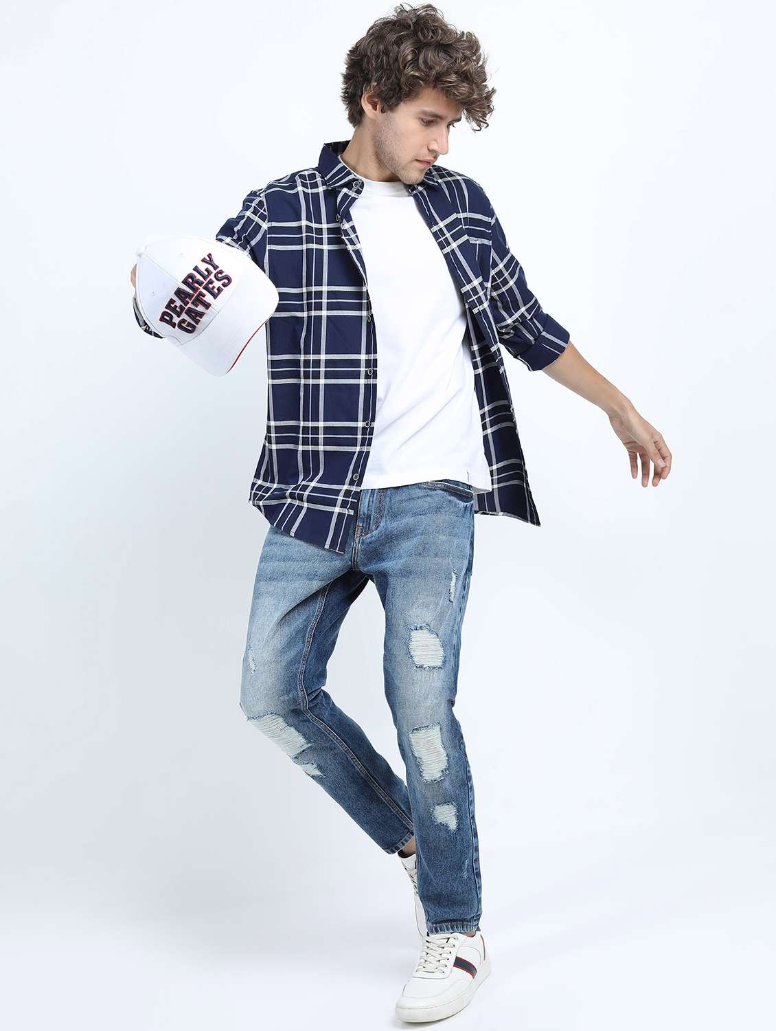 men distressed slim fit mid rise jeans - 21596171 -  Standard Image - 3