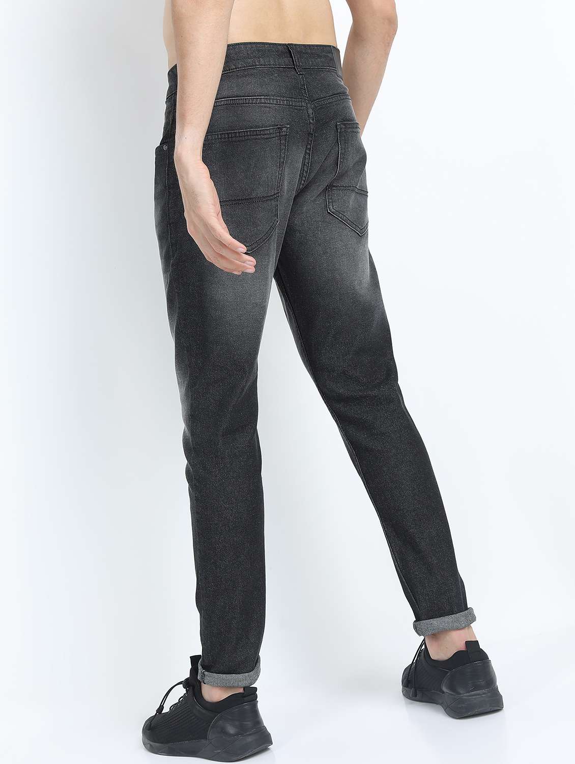 men plain slim fit mid rise jeans - 21596173 - Standard Image - 3