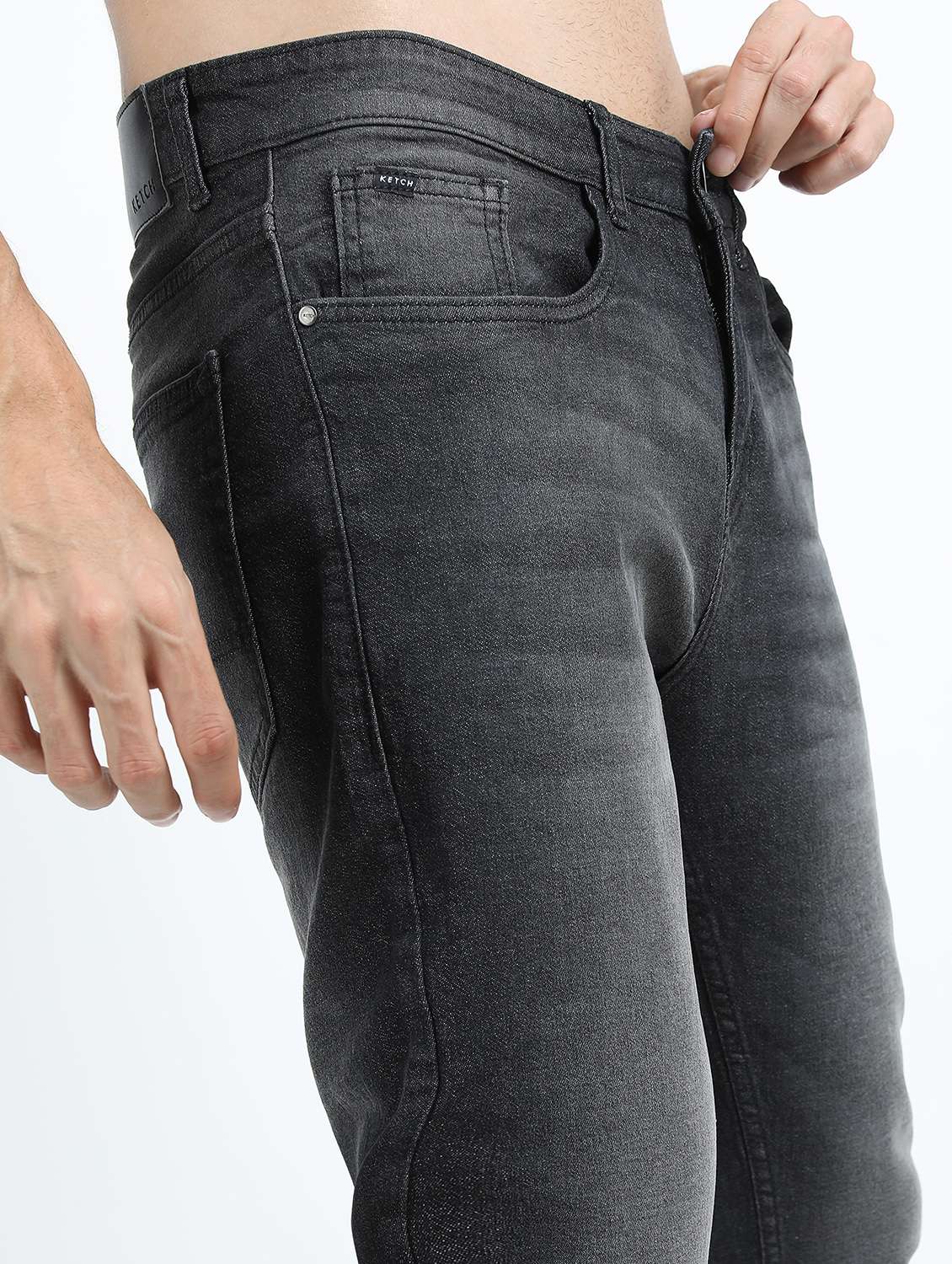 men plain slim fit mid rise jeans - 21596173 - Standard Image - 5