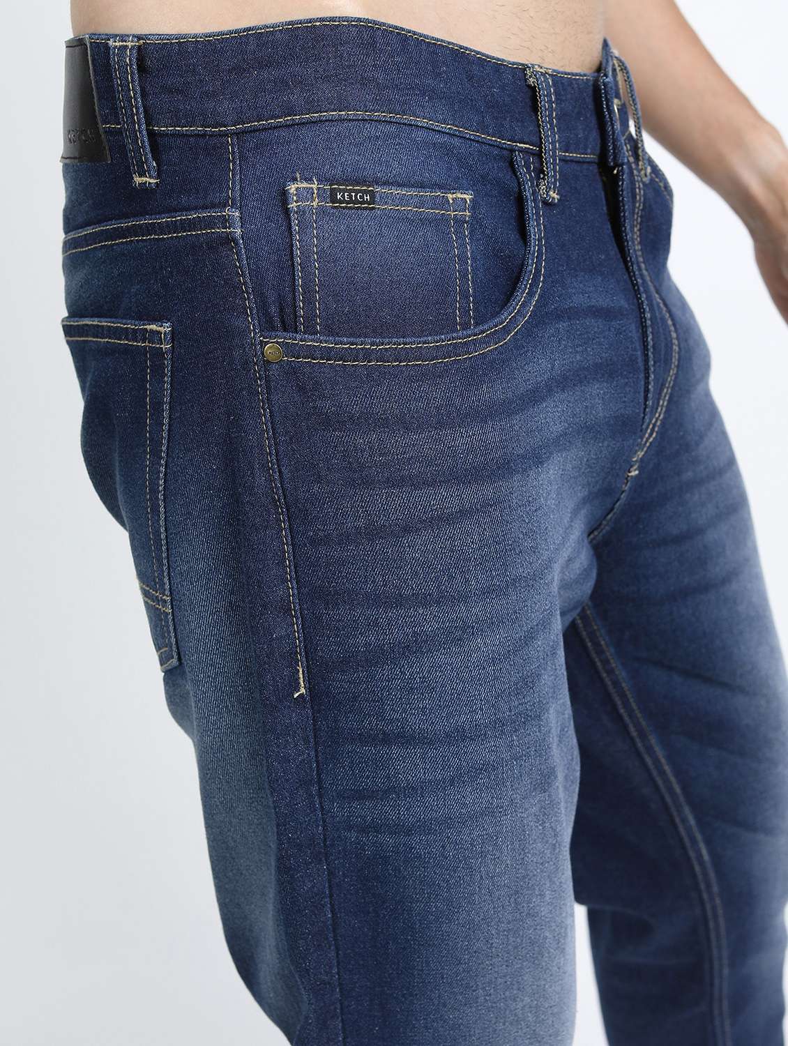 men plain slim fit mid rise jeans - 21596174 - Standard Image - 5