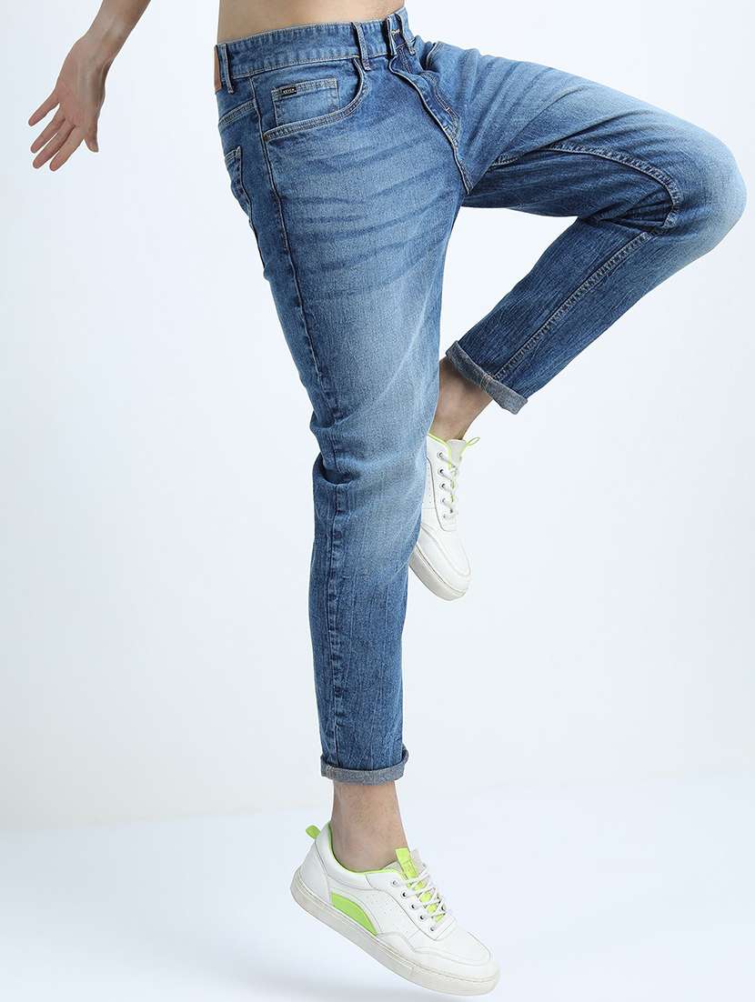 men solid mid rise slim fit jean