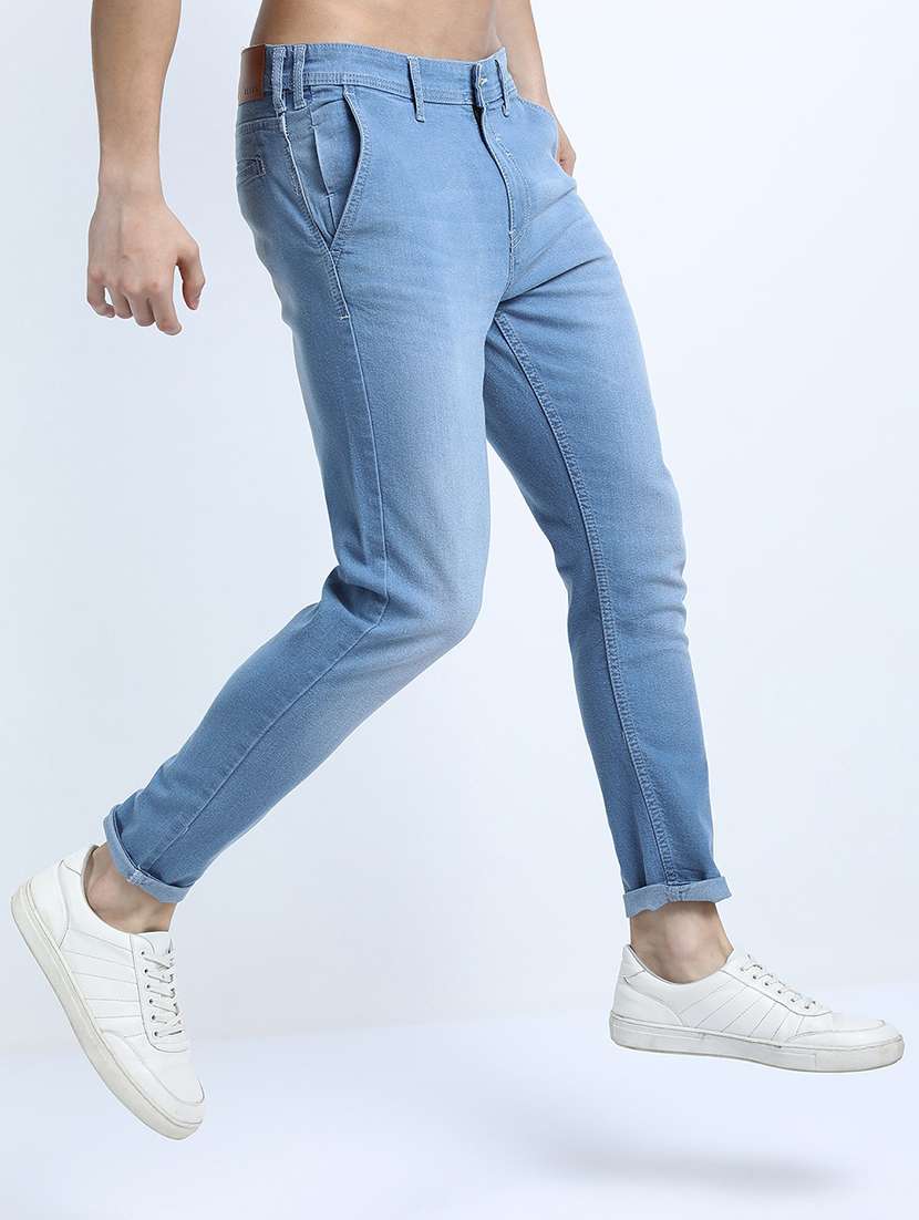 men plain slim fit mid rise jeans