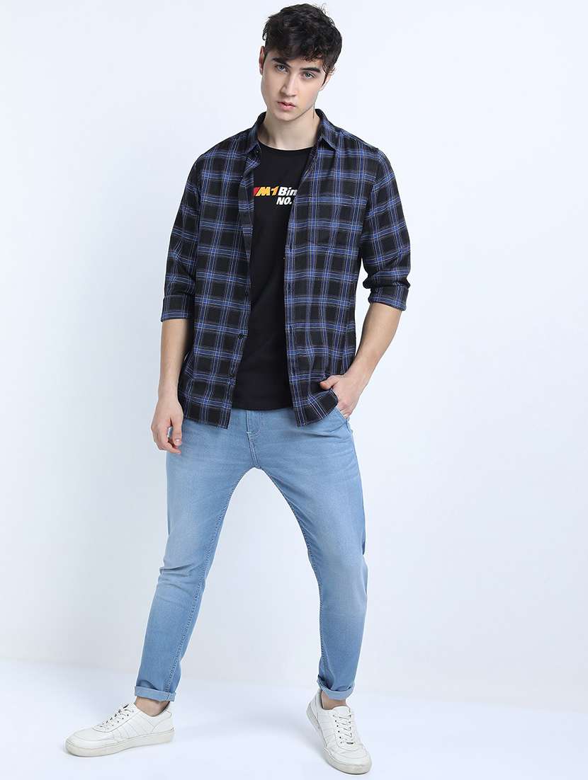 men plain slim fit mid rise jeans - 21596194 -  Standard Image - 3