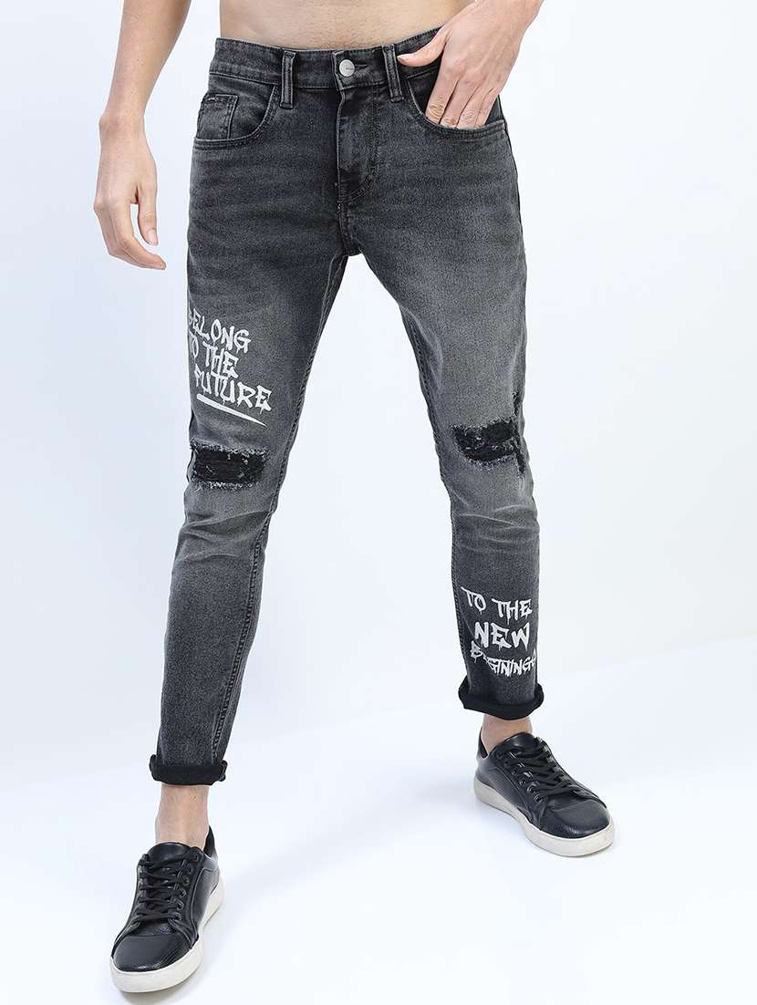men distressed slim fit mid rise jeans