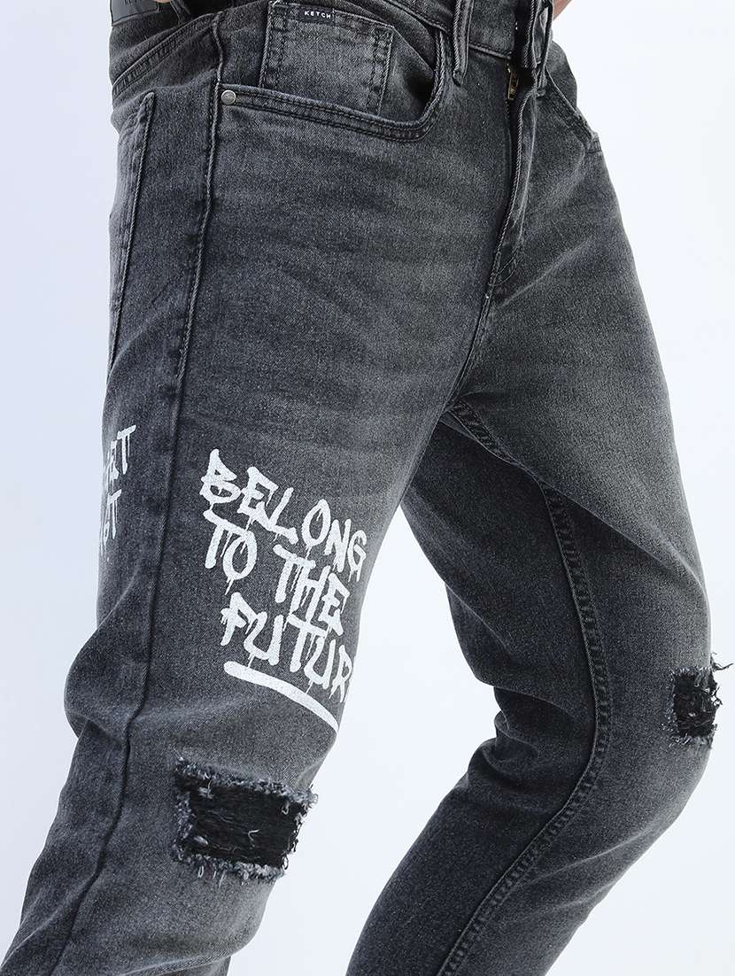 men distressed slim fit mid rise jeans - 21596200 -  Standard Image - 5