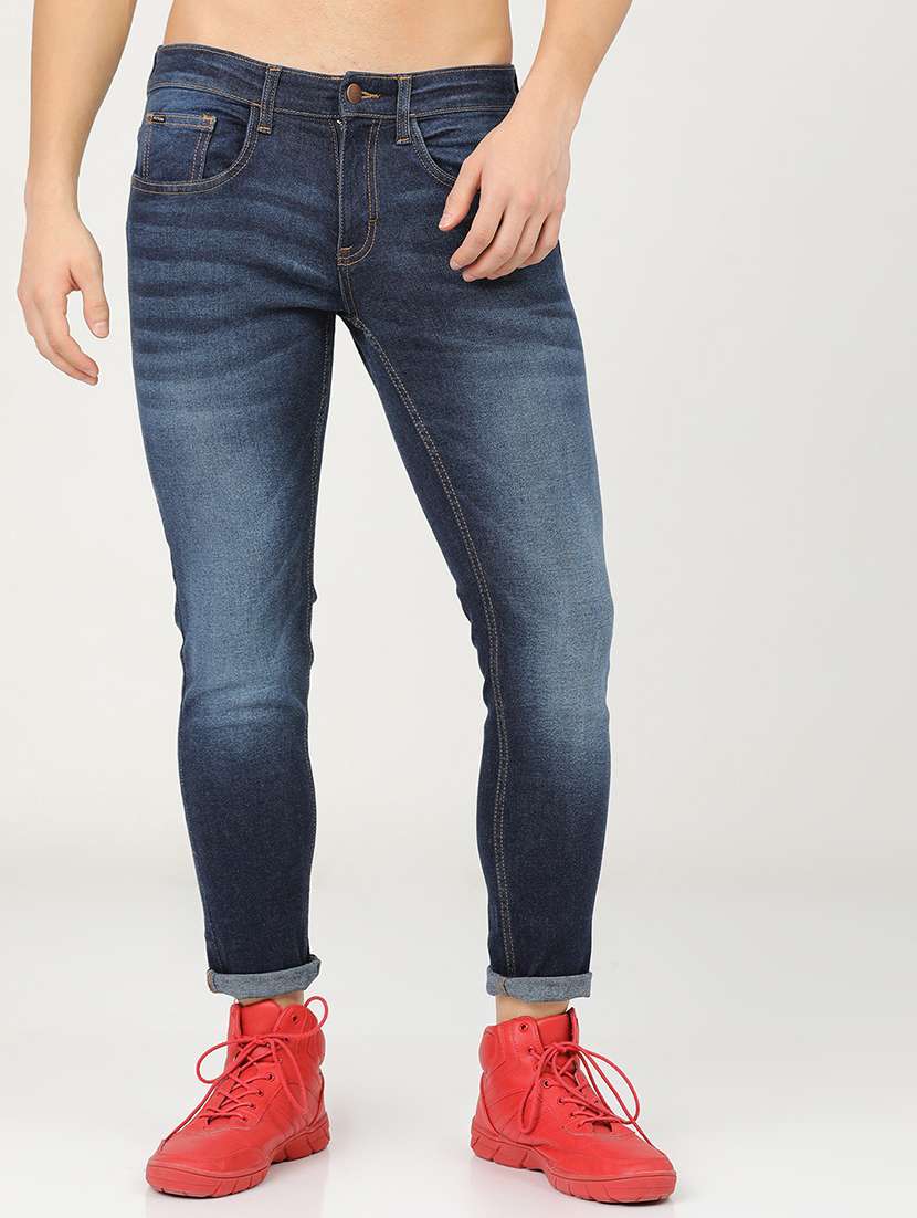 men plain slim fit mid rise jeans