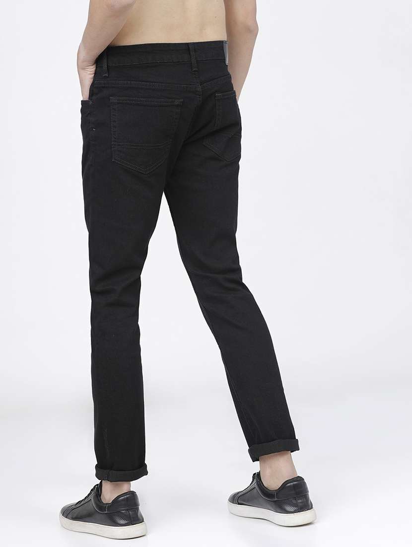 men plain slim fit mid rise jeans - 21596233 -  Standard Image - 3