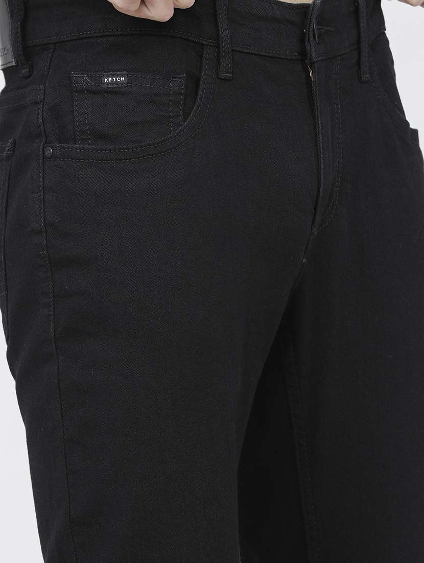 men plain slim fit mid rise jeans - 21596233 -  Standard Image - 5