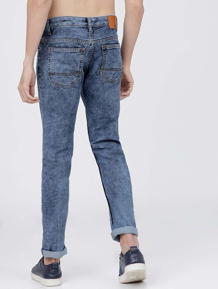 men plain slim fit mid rise jeans - 21596234 -  Standard Image - 3