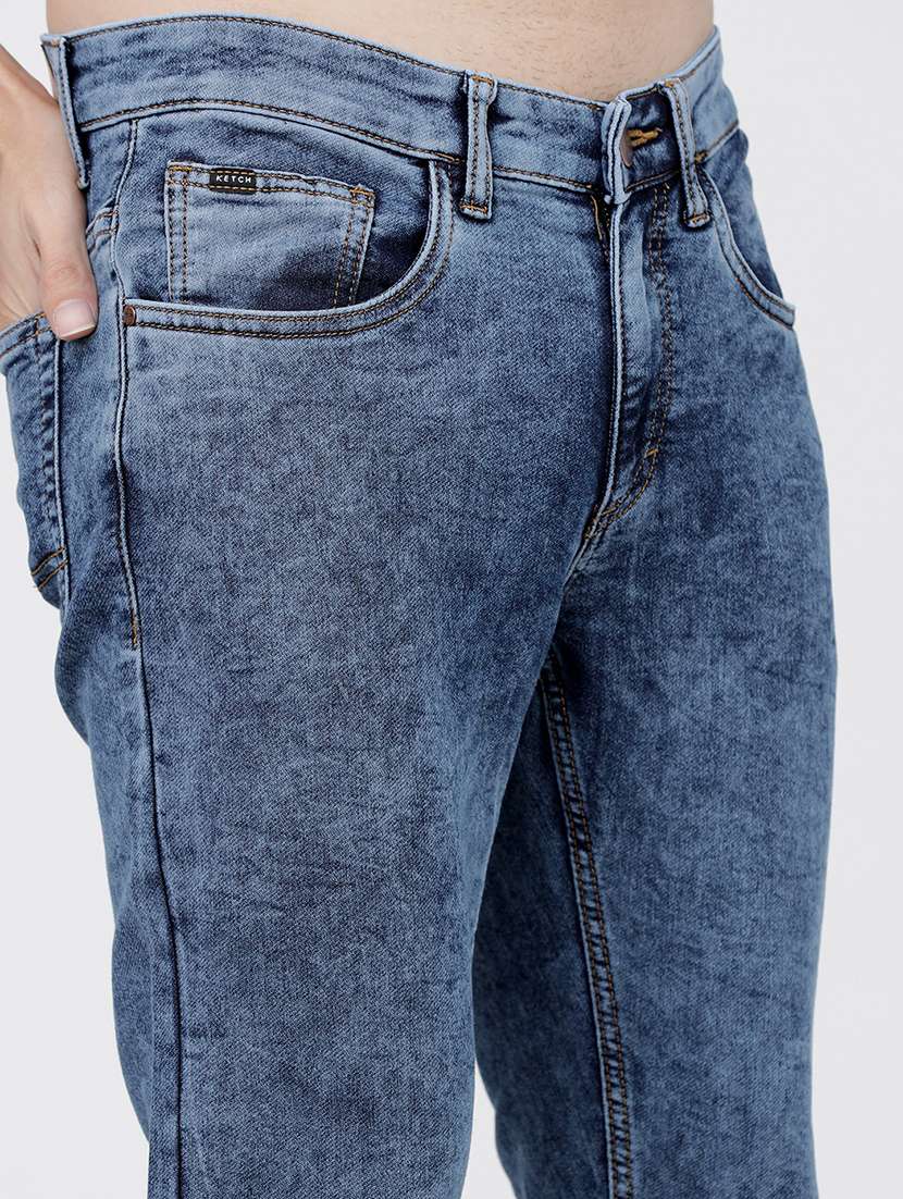 men plain slim fit mid rise jeans - 21596234 -  Standard Image - 5