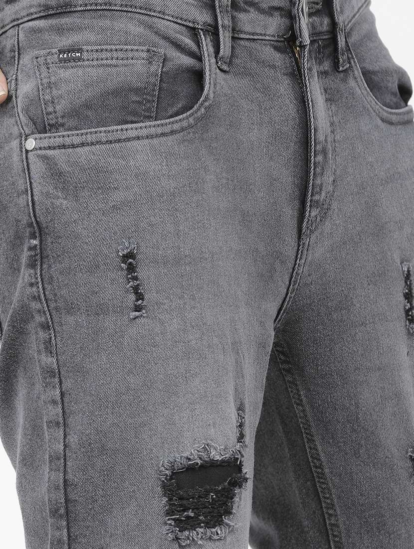 men distress slim fit mid rise jeans - 21596243 -  Standard Image - 5