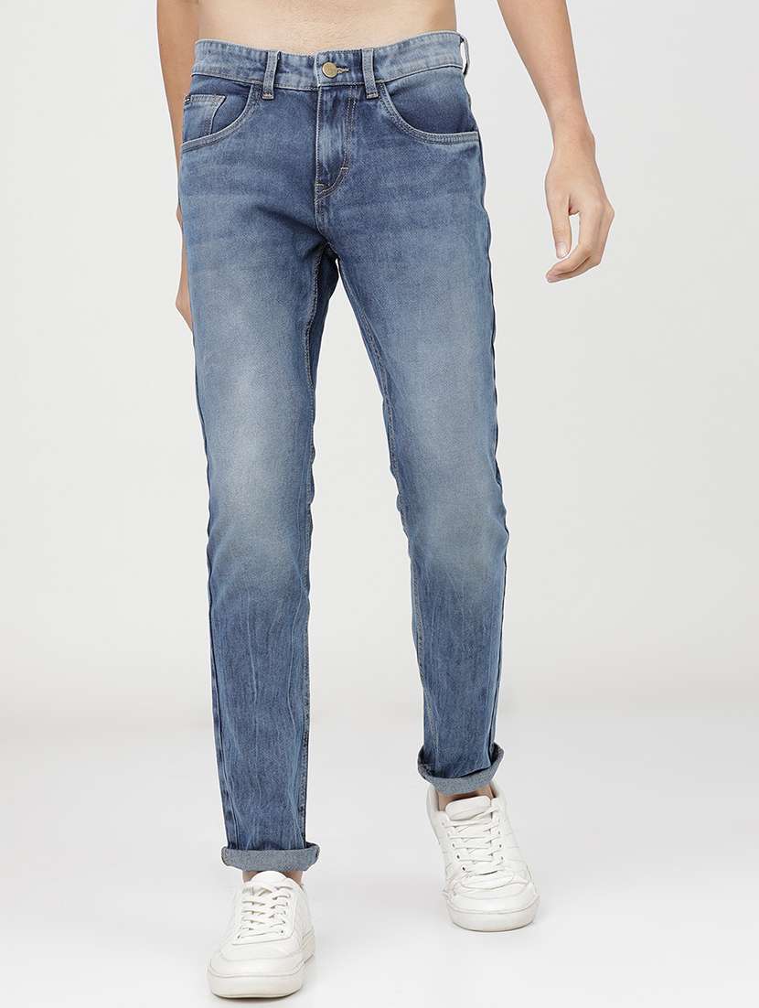 men plain slim fit mid rise jeans